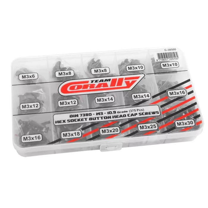 C-38500 Team Corally - Screw Set M3 - Hex Button Head - DIN 7380 - St