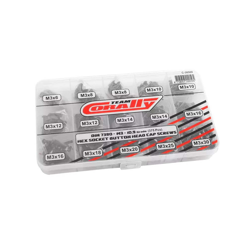C-38500 Team Corally - Screw Set M3 - Hex Button Head - DIN 7380 - St