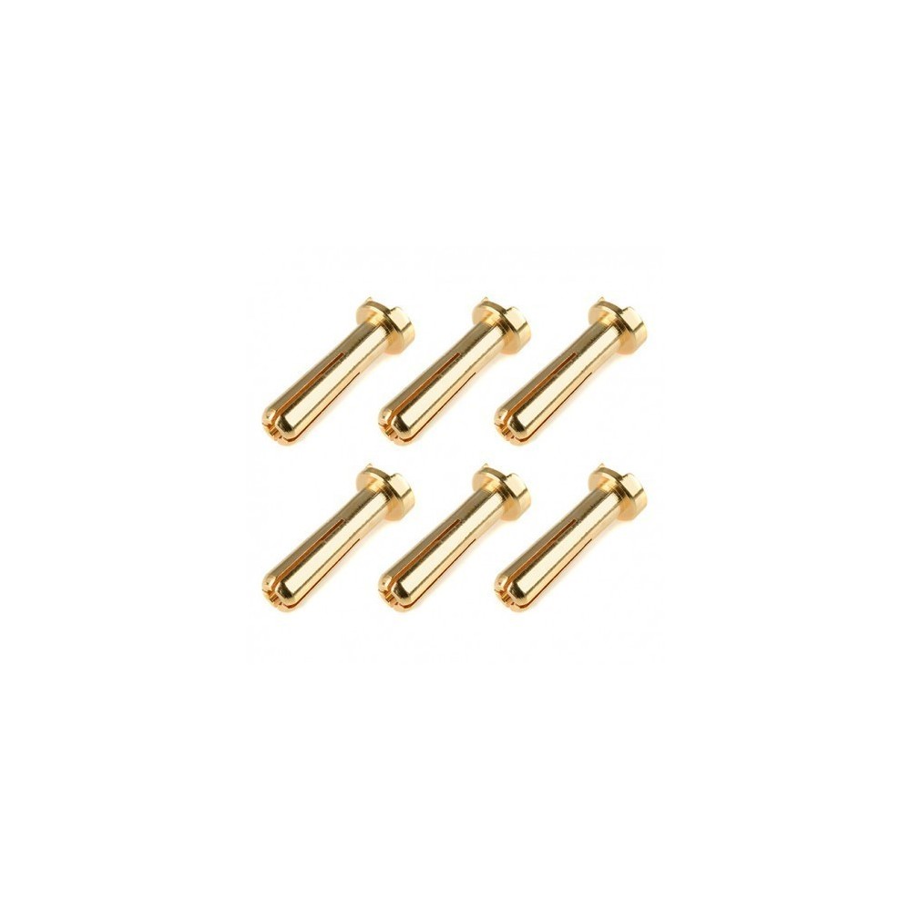 C-50153 TEAM CORALLY - BULLIT CONNECTOR 5.0MM - MALE - SOLID TYPE - GOLD PLATED - ULTRA LOW RESISTANCE - WIRE 90°- 6 PCS