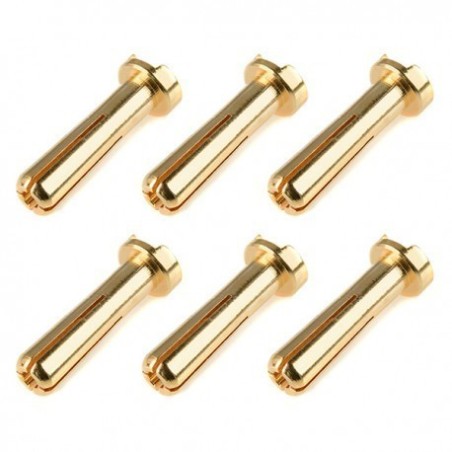 C-50153 TEAM CORALLY - BULLIT CONNECTOR 5.0MM - MALE - SOLID TYPE - GOLD PLATED - ULTRA LOW RESISTANCE - WIRE 90°- 6 PCS